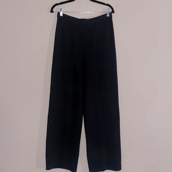 ST. JOHN CAVIAR Santana Wool Blend Knit Wide Leg Pull On...